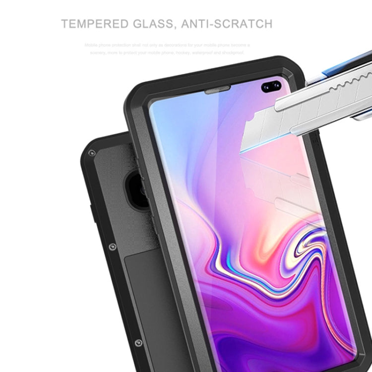 LOVE MEI Powerful Dustproof Shockproof Splashproof Metal + Silicone Combination Case for Galaxy S10+, For Galaxy S10+