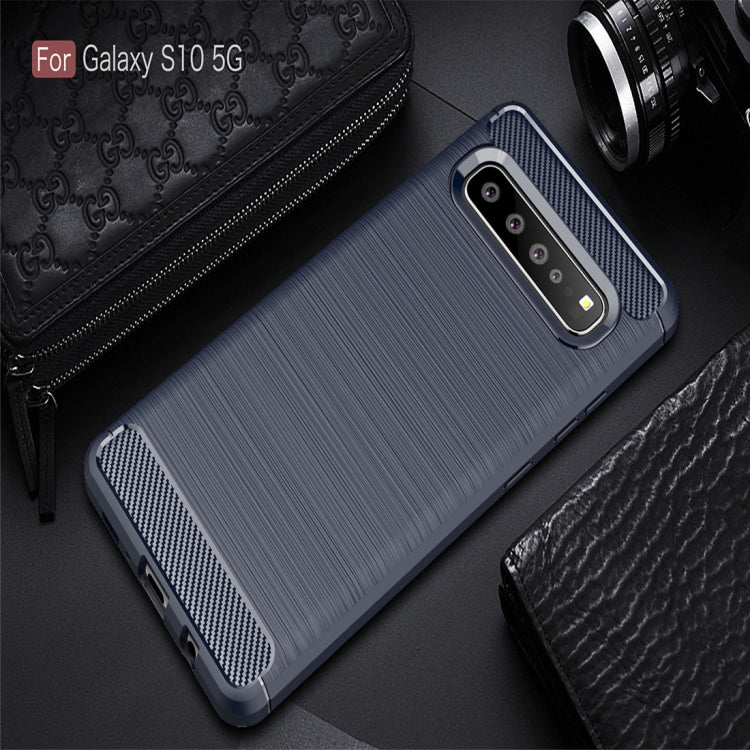 Brushed Texture Carbon Fiber TPU Case for Galaxy S10 5G, For Samsung Galaxy S10 5G, For Galaxy S10 5G
