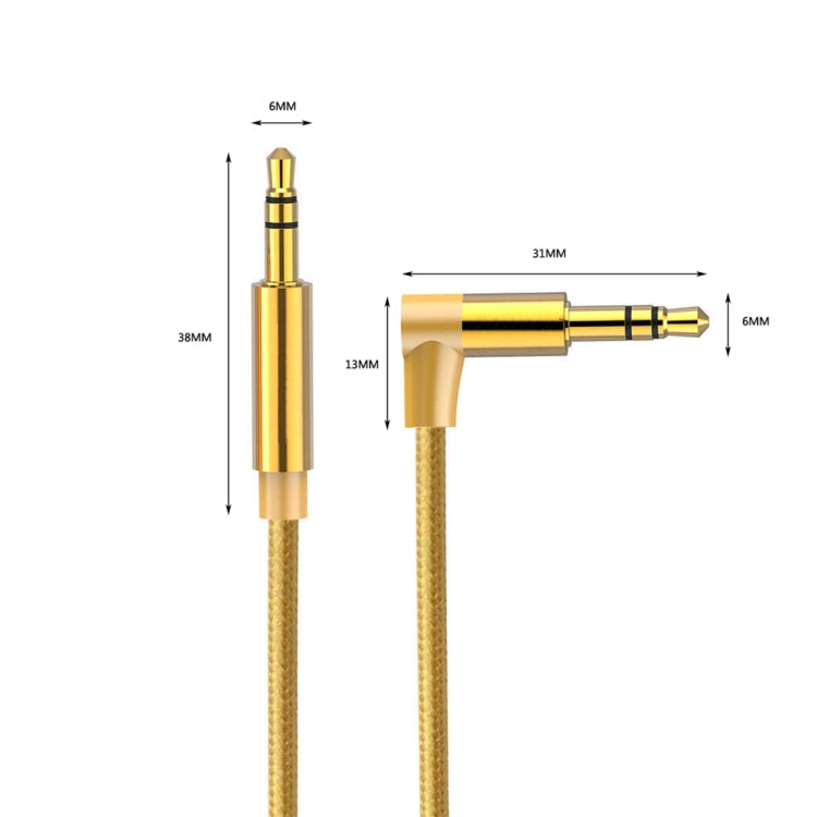 AV01 3.5mm Male to Male Elbow Audio Cable, Length: 50cm, 50cm