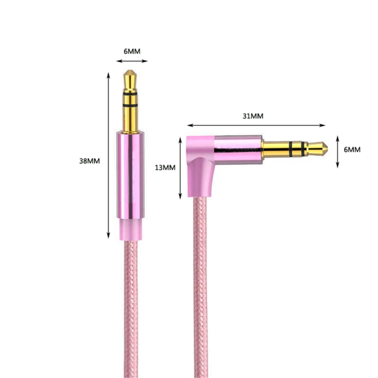 AV01 3.5mm Male to Male Elbow Audio Cable, Length: 50cm, 50cm