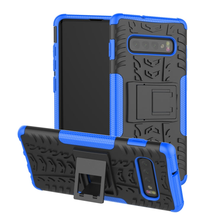 Tire Texture TPU+PC Shockproof Case for Galaxy S10+, with Holder, For Galaxy S10+