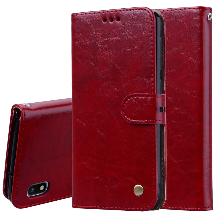 Business Style Oil Wax Texture Horizontal Flip Leather Case for Galaxy A10, with Holder & Card Slots & Wallet, For Galaxy A10