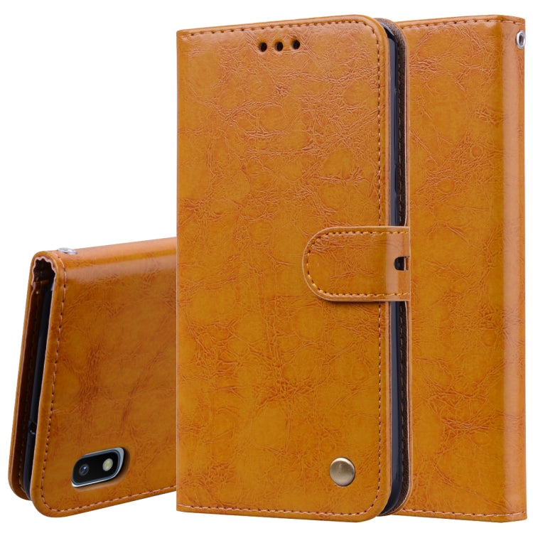 Business Style Oil Wax Texture Horizontal Flip Leather Case for Galaxy A10, with Holder & Card Slots & Wallet, For Galaxy A10