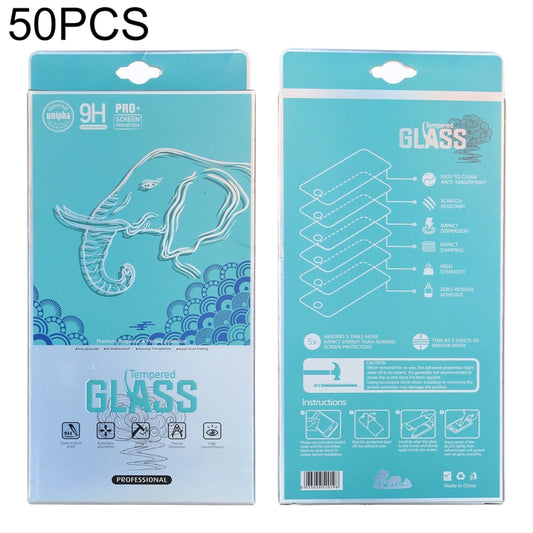 50 PCS Elephant Pattern Paper Outer + Plastic Inner Packaging Box for Tempered Glass Screen Protector, Elephant Pattern