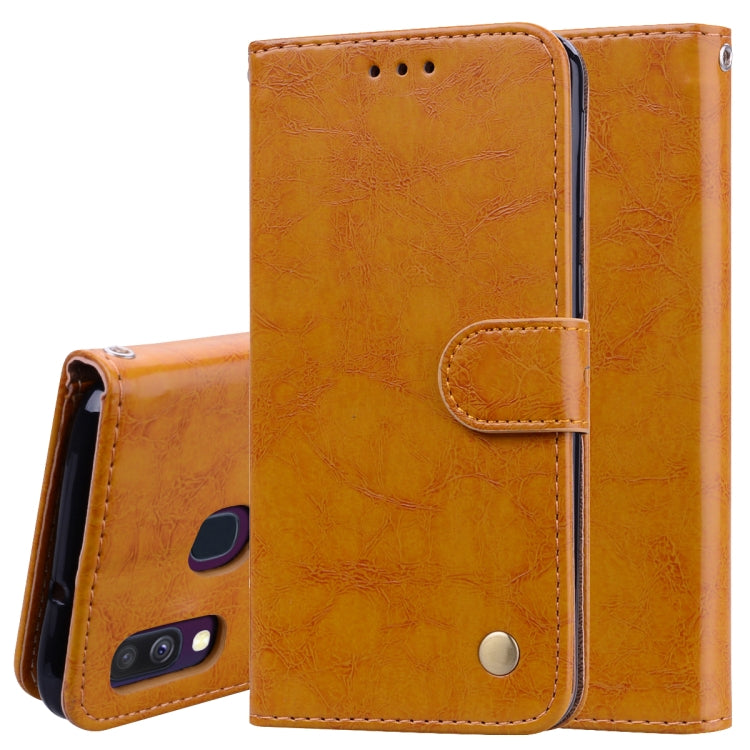 Business Style Oil Wax Texture Horizontal Flip Leather Case for Galaxy A40, with Holder & Card Slots & Wallet, For Galaxy A40