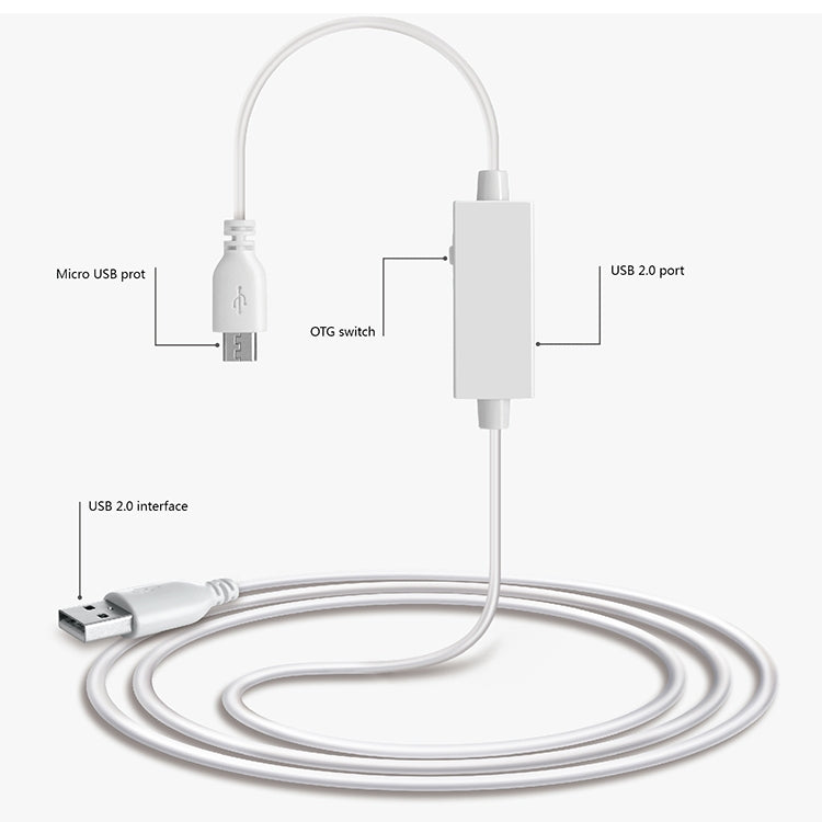 OTG-Y-03 USB 2.0 Male to Micro USB Male + USB Female OTG Charging Data Cable for Android Phones / Tablets with OTG Function, with Switch, Length: 1.1m, with Switch Length: 1.1m