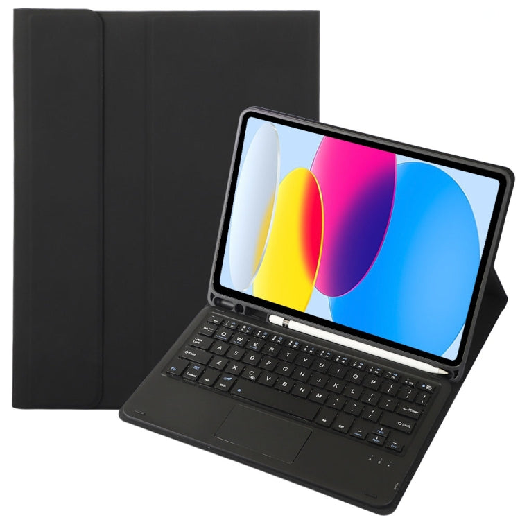 For iPad 11 2025 / 10th Gen 10.9 2022 A10B-A Lambskin Texture Bluetooth Touch Keyboard Leather Tablet Case with Pen Slot, A10B-A