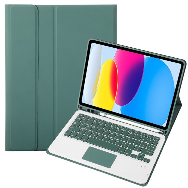 For iPad 11 2025 / 10th Gen 10.9 2022 A10B-A Lambskin Texture Bluetooth Touch Keyboard Leather Tablet Case with Pen Slot, A10B-A