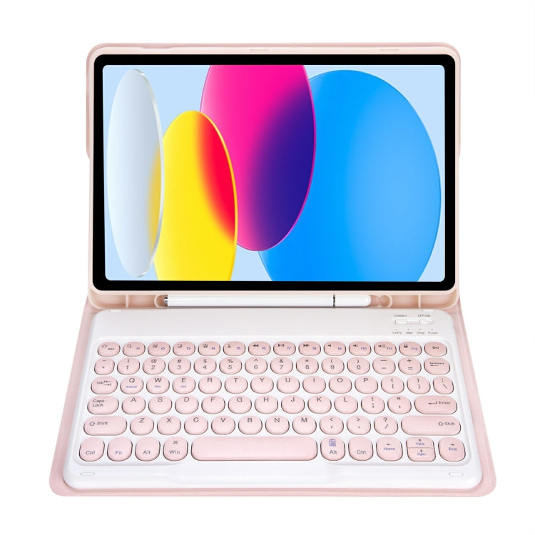 For iPad 11 2025 / 10th Gen 10.9 2022 YA10B Lambskin Texture Bluetooth Keyboard Leather Tablet Case with Pen Slot, YA10B