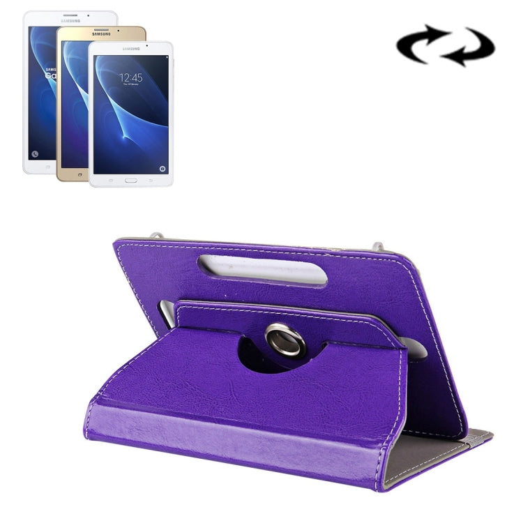 7 inch Tablets Leather Case Crazy Horse Texture 360 Degrees Rotation Protective Case Shell with Holder for Galaxy Tab A 7.0 (2016) / T280 & Tab 4 7.0 / T230 & Tab Q T2558, Colorfly G708, Asus ZenPad 7.0 Z370CG, Huawei MediaPad T1 7.0 / T1-701u