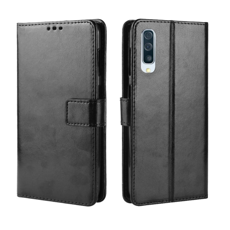 Retro Crazy Horse Texture Horizontal Flip Leather Case for Galaxy A70, with Holder & Card Slots & Photo Frame
