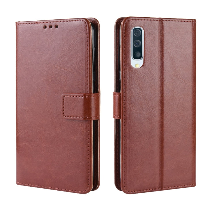 Retro Crazy Horse Texture Horizontal Flip Leather Case for Galaxy A70, with Holder & Card Slots & Photo Frame