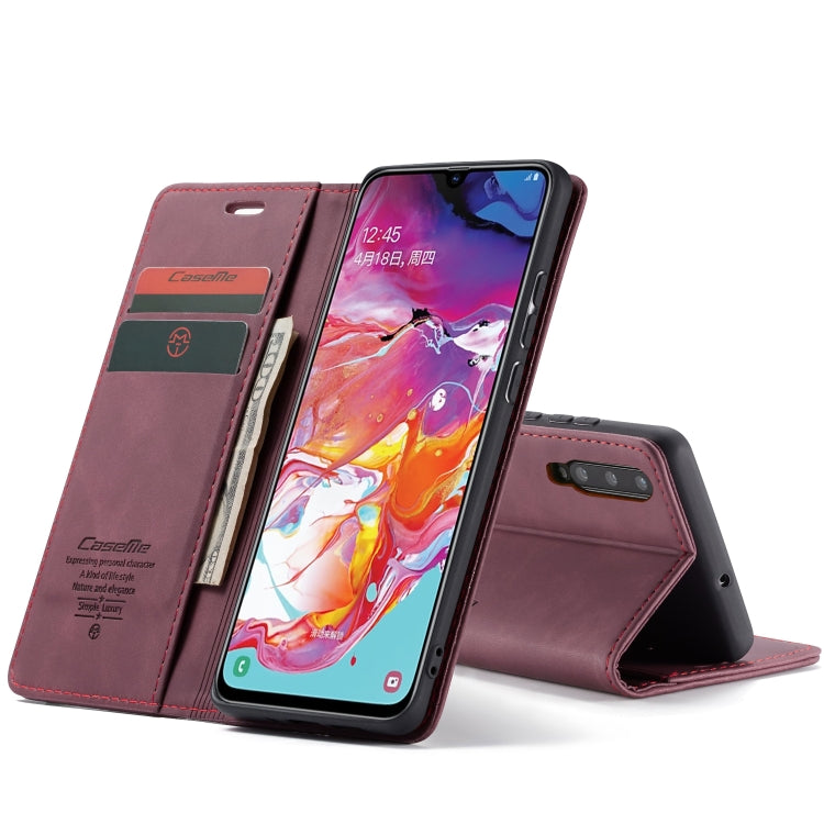 CaseMe-013 Multifunctional Retro Frosted Horizontal Flip Leather Case for Galaxy A70, with Card Slot & Holder & Zipper Wallet & Photo Frame, For Galaxy A70