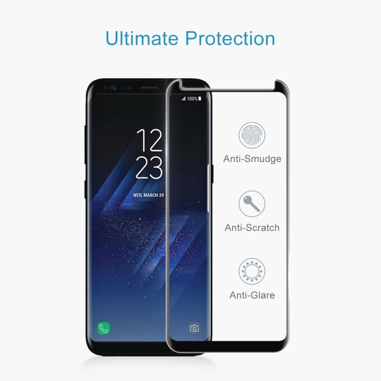 Full Glue Full Screen Curved Case Friendly Tempered Glass Film  For Galaxy S8 / G950, For Galaxy S8 Adhesive Black Frame