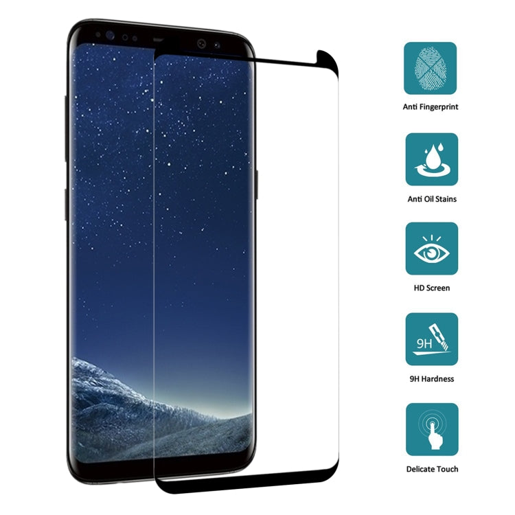 Case Friendly Screen Curved Tempered Glass Film For Galaxy S8 / G950, For S8, For Galaxy S8 0.26mm, For Galaxy S8 Black Frame, Galaxy S8 3D