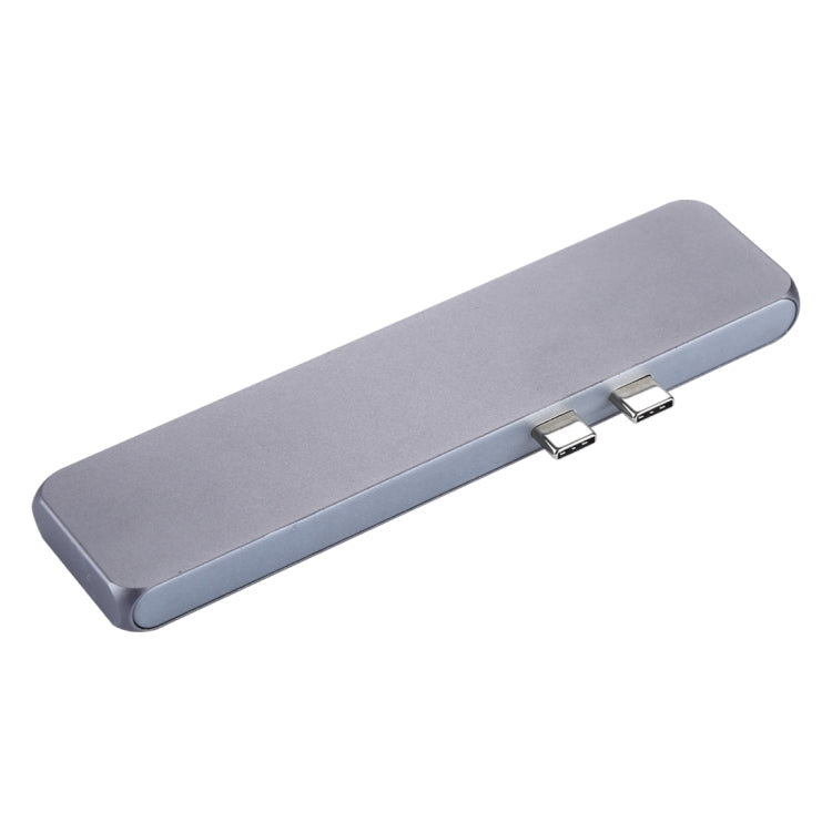 Multi-function Aluminium Alloy Dual USB-C / Type-C HUB Adapter with HDMI Female & 2 x USB 3.0 Ports & 2 x USB-C / Type-C Ports & SD Card Slot & TF Card Slot, HDMI+2xUSB 3.0+2xType-C+Micro SD+SD