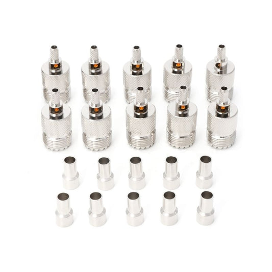 10 PCS UHF Female Jack SO239 Crimped RF Connector Coaxial Adapter for 2.5mm RG316 / RG179 and 2.85mm  RG174 LMR100