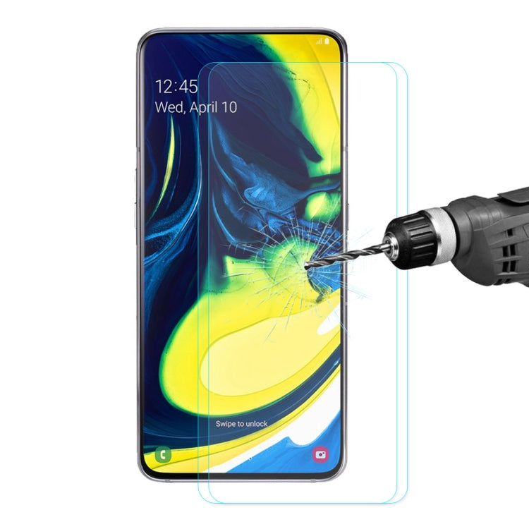 2 PCS ENKAY Hat-Prince 0.26mm 2.5D 9H Tempered Glass Protective Film for Samsung Galaxy A80