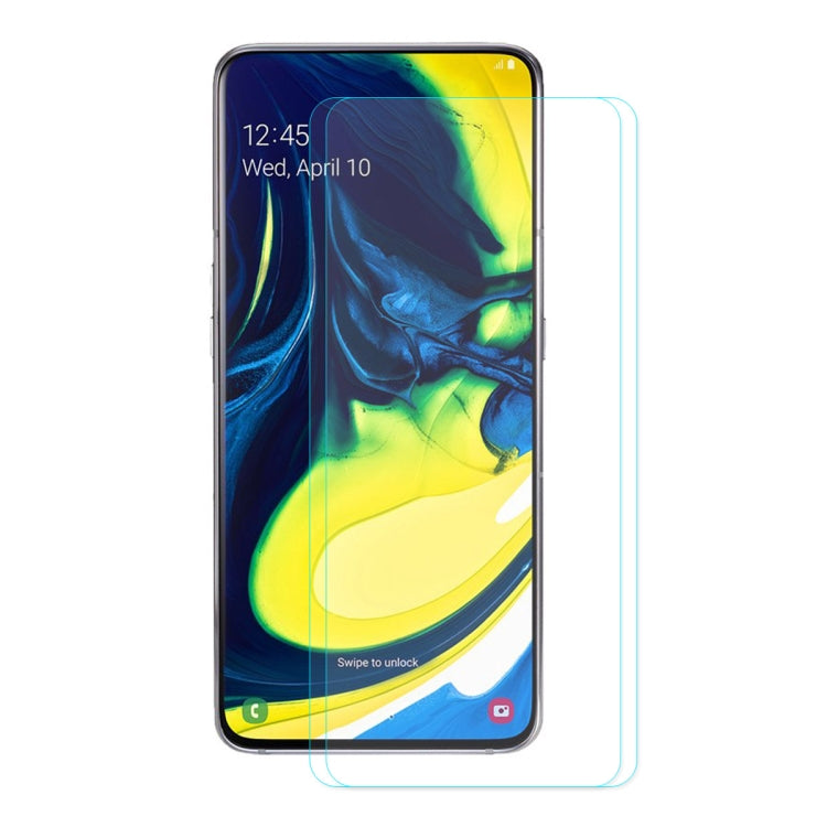2 PCS ENKAY Hat-Prince 0.26mm 2.5D 9H Tempered Glass Protective Film for Samsung Galaxy A80