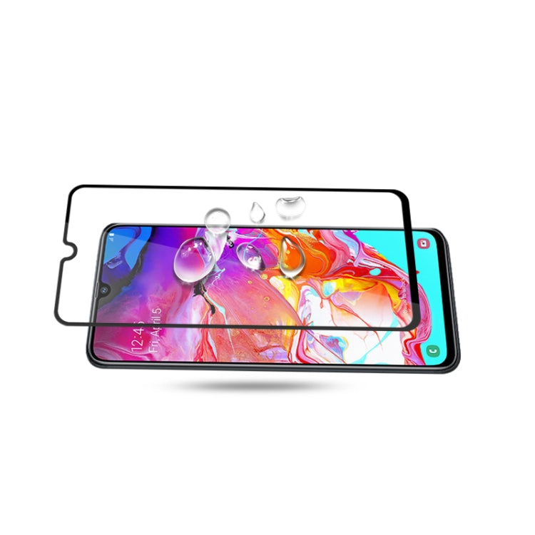 mocolo 0.33mm 9H 2.5D Full Glue Silk Print Tempered Glass Film for Galaxy A70, Support Fingerprint Unlock(Black), For Galaxy A70