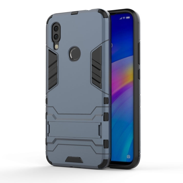 Shockproof PC + TPU Case for Xiaomi Redmi 7, with Holder, Black, Grey, Gold, Blue, Navy Blue, Red, Silver