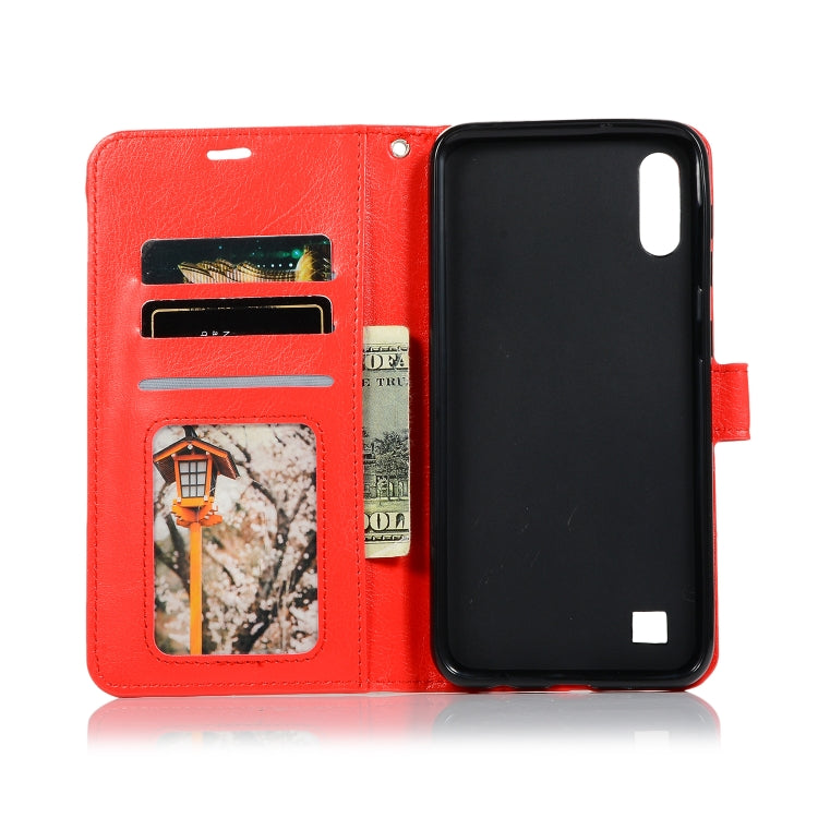 Crazy Horse Texture Horizontal Flip Leather Case with Holder & Card Slots & Wallet & Photo Frame, for Galaxy  A10