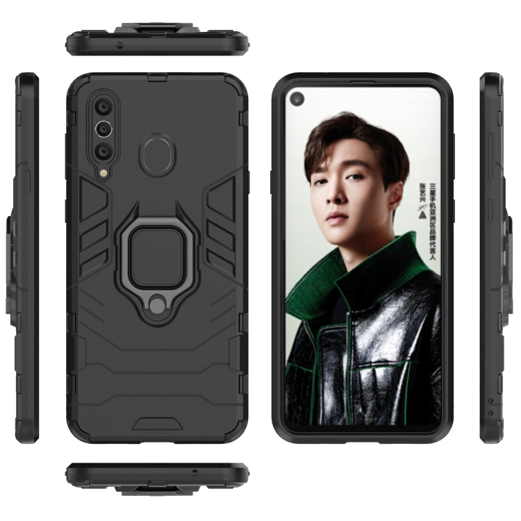PC + TPU Shockproof Protective Case with Magnetic Ring Holder for Galaxy A8s, Black, Navy Blue, Red