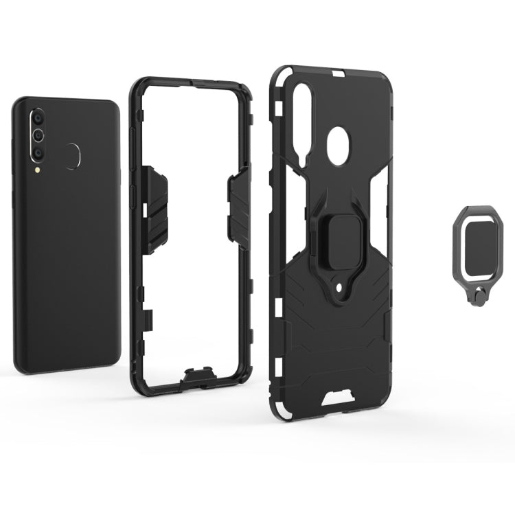 PC + TPU Shockproof Protective Case with Magnetic Ring Holder for Galaxy A8s, Black, Navy Blue, Red