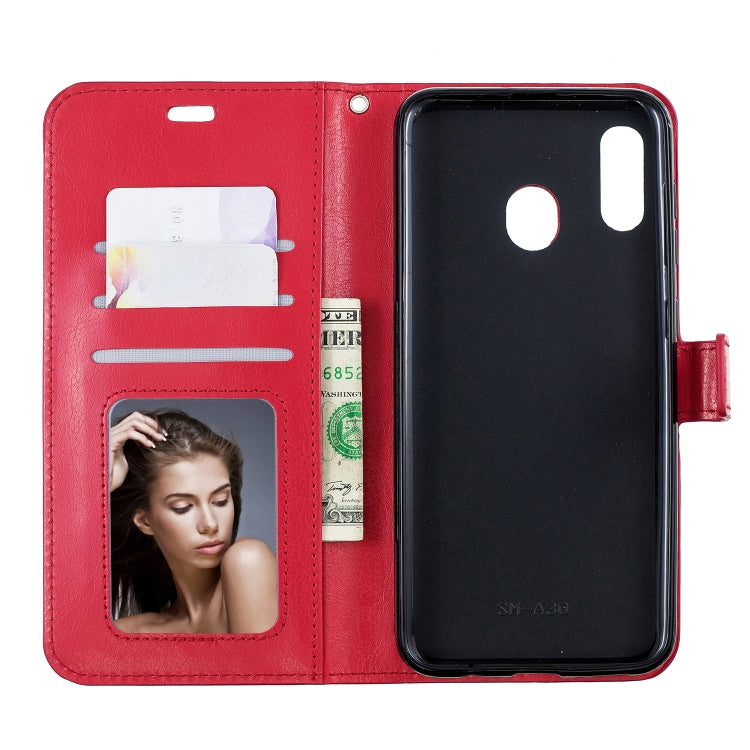 Crazy Horse Texture Horizontal Flip Leather Case with Holder & Card Slots & Wallet & Photo Frame, for Galaxy A30