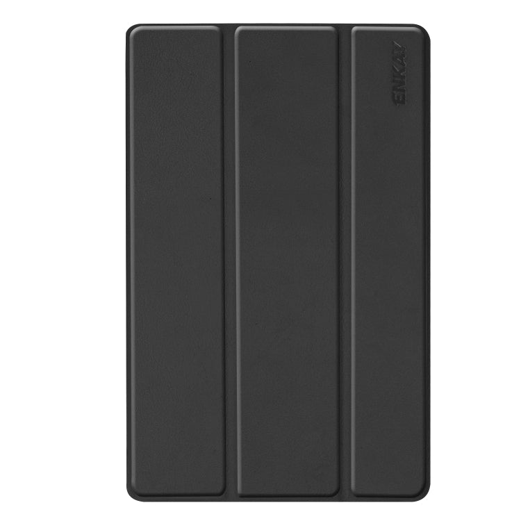 ENKAY High Quality PU Leather + Plastic Bottom Case with Three-folding Holder for Samsung Galaxy Tab A 10.1 (2019) T510 / T515, For Galaxy Tab A 10.1 (2019) T510, For Galaxy Tab A 10.1 (2019) T510 / T515, FFor Amazon Fire HD 8 / HD 8 Plus (2020)