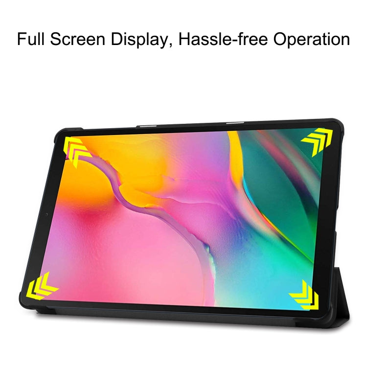 ENKAY High Quality PU Leather + Plastic Bottom Case with Three-folding Holder for Samsung Galaxy Tab A 10.1 (2019) T510 / T515, For Galaxy Tab A 10.1 (2019) T510, For Galaxy Tab A 10.1 (2019) T510 / T515, FFor Amazon Fire HD 8 / HD 8 Plus (2020)