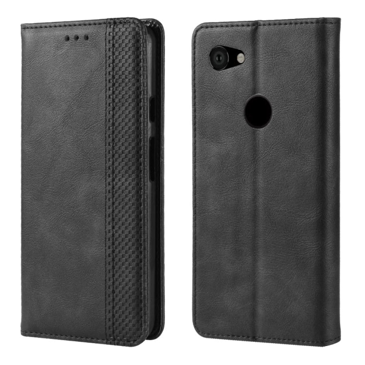 Magnetic Buckle Retro Crazy Horse Texture Horizontal Flip Leather Case for Google Pixel 3a , with Holder & Card Slots & Photo Frame, For Google Pixel 3a