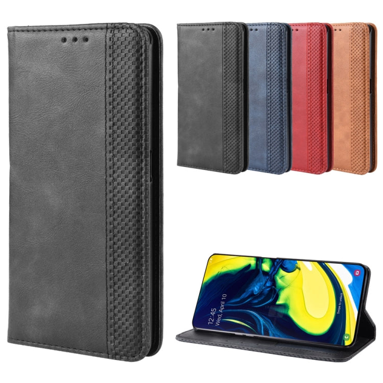 Magnetic Buckle Retro Crazy Horse Texture Horizontal Flip Leather Case for Samsung Galaxy A80(A90)   , with Holder & Card Slots & Photo Frame, For Galaxy A80