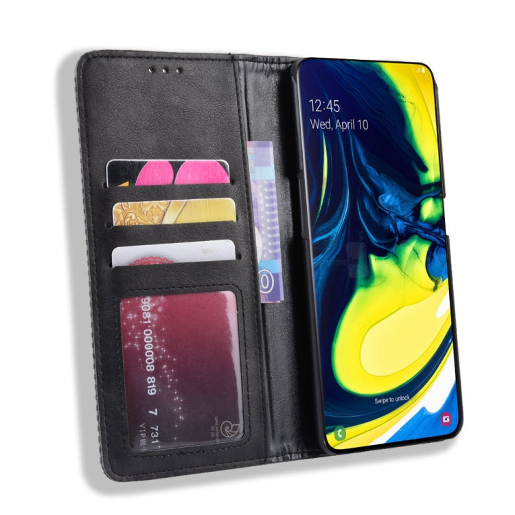 Magnetic Buckle Retro Crazy Horse Texture Horizontal Flip Leather Case for Samsung Galaxy A80(A90)   , with Holder & Card Slots & Photo Frame, For Galaxy A80
