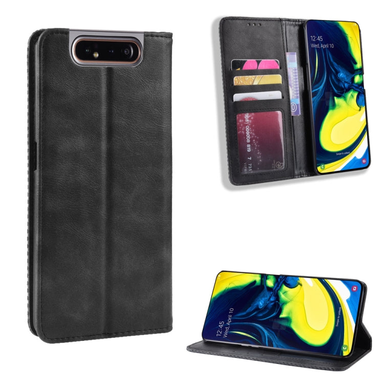 Magnetic Buckle Retro Crazy Horse Texture Horizontal Flip Leather Case for Samsung Galaxy A80(A90)   , with Holder & Card Slots & Photo Frame, For Galaxy A80