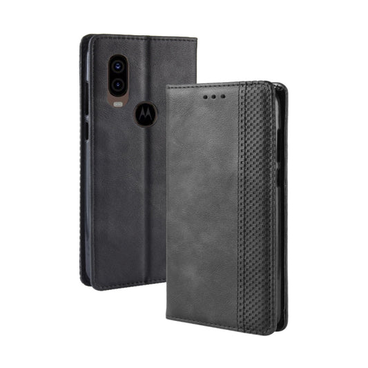 Magnetic Buckle Retro Crazy Horse Texture Horizontal Flip Leather Case for Motorola One Vision , with Holder & Card Slots & Photo Frame, For MOTO One Vision