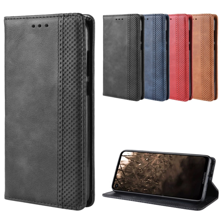 Magnetic Buckle Retro Crazy Horse Texture Horizontal Flip Leather Case for Motorola One Vision , with Holder & Card Slots & Photo Frame, For MOTO One Vision