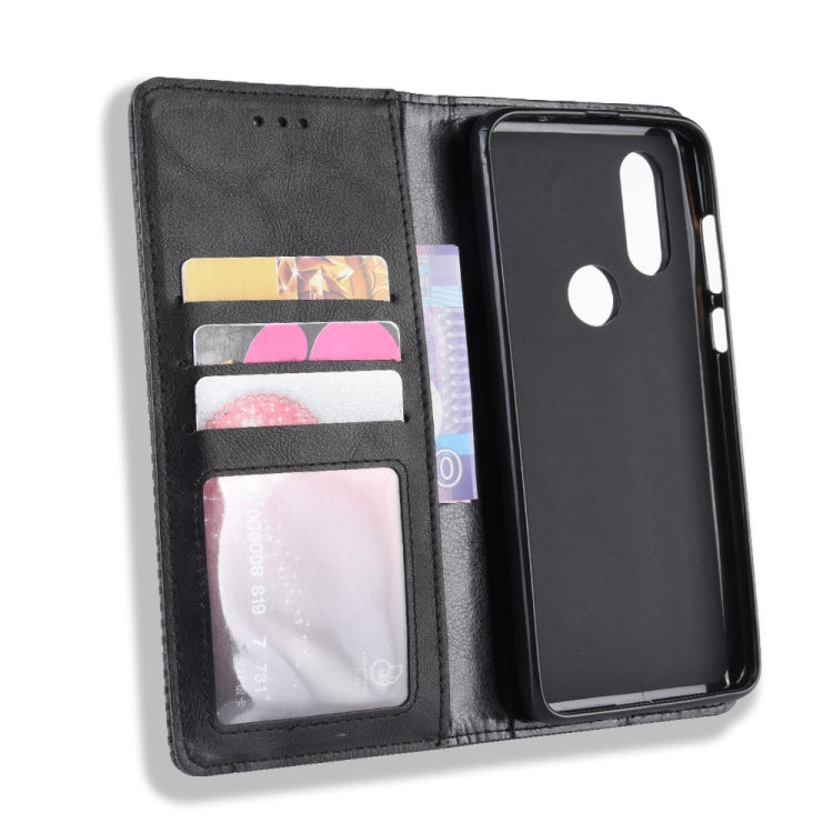 Magnetic Buckle Retro Crazy Horse Texture Horizontal Flip Leather Case for Motorola One Vision , with Holder & Card Slots & Photo Frame, For MOTO One Vision