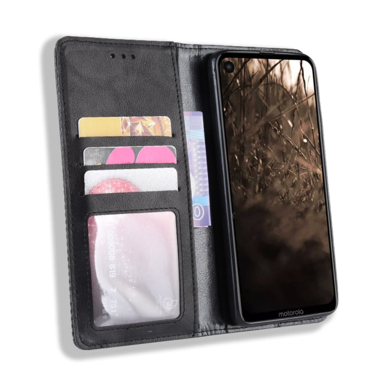 Magnetic Buckle Retro Crazy Horse Texture Horizontal Flip Leather Case for Motorola One Vision , with Holder & Card Slots & Photo Frame, For MOTO One Vision