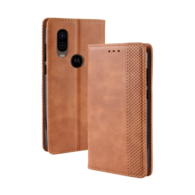 Magnetic Buckle Retro Crazy Horse Texture Horizontal Flip Leather Case for Motorola One Vision , with Holder & Card Slots & Photo Frame, For MOTO One Vision
