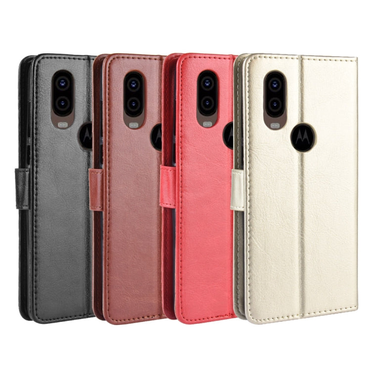 Retro Crazy Horse Texture Horizontal Flip Leather Case for Motorola One Vision , with Holder & Card Slots & Photo Frame, For MOTO One Vision