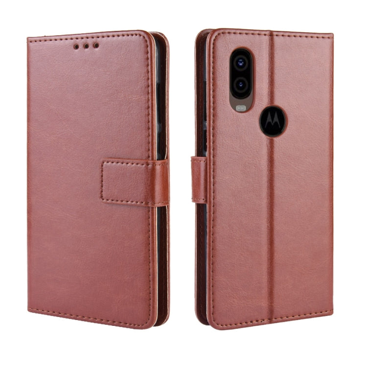 Retro Crazy Horse Texture Horizontal Flip Leather Case for Motorola One Vision , with Holder & Card Slots & Photo Frame, For MOTO One Vision