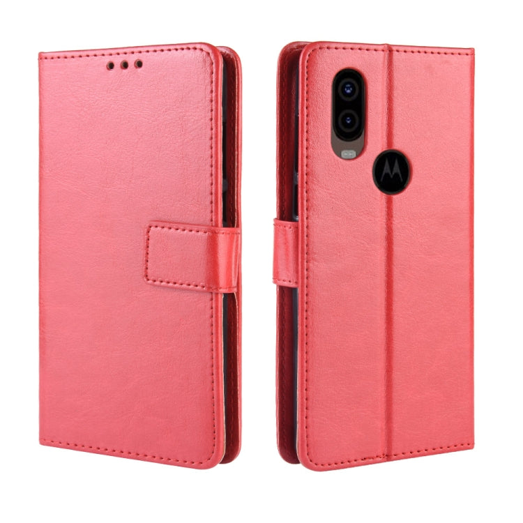 Retro Crazy Horse Texture Horizontal Flip Leather Case for Motorola One Vision , with Holder & Card Slots & Photo Frame, For MOTO One Vision