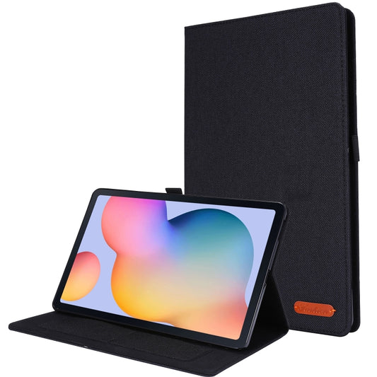 Horizontal Flip TPU + Fabric PU Leather Protective Case with Name Card Clip, For Galaxy Tab S6 Lite