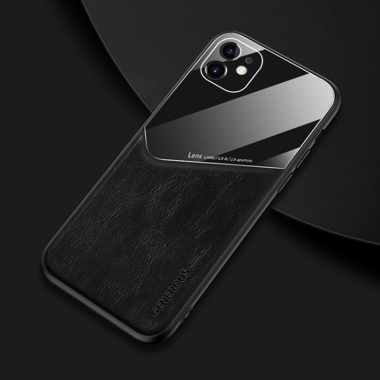 All-inclusive Leather + Organic Glass Phone Case with Metal Iron Sheet, For iPhone 11, For iPhone 11 Pro, For iPhone 11 Pro Max