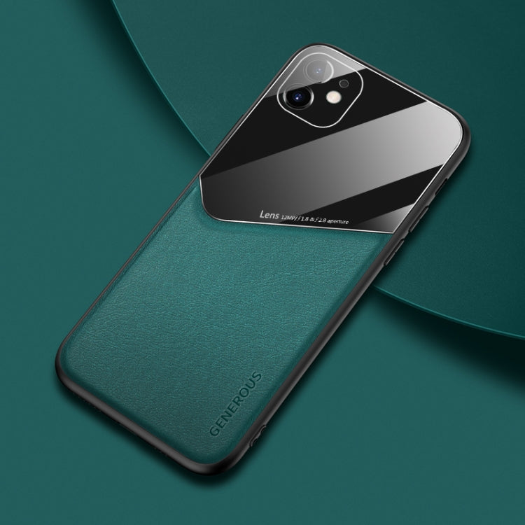 All-inclusive Leather + Organic Glass Phone Case with Metal Iron Sheet, For iPhone 11, For iPhone 11 Pro, For iPhone 11 Pro Max