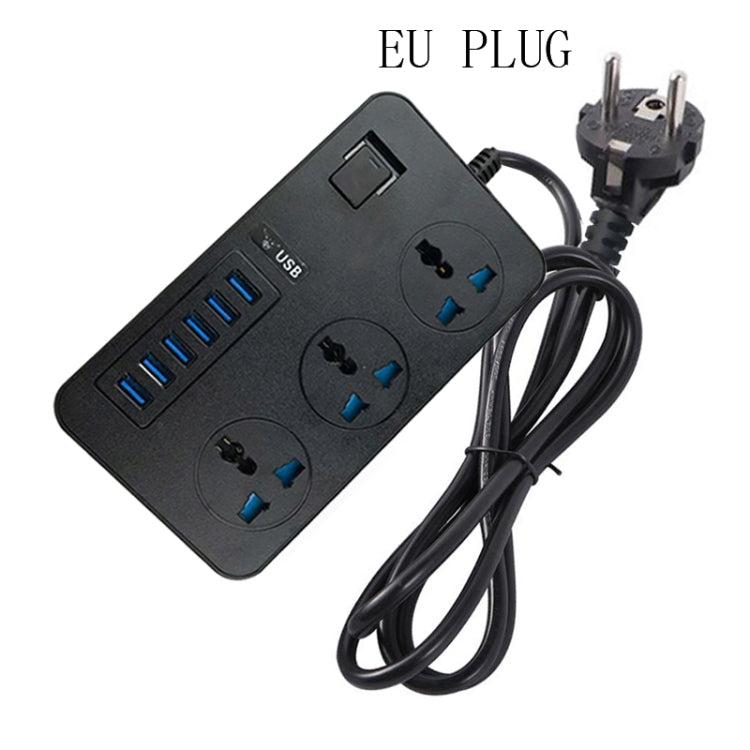 T09 3000W High Power Multi-Function Plug-in 3-Hole International Universal Jack + 6 USB Intelligent Charging, EU PLUG, US PLUG
