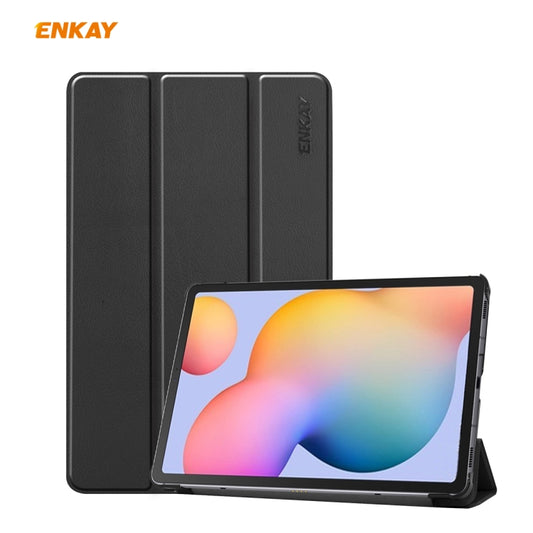 ENKAY ENK-8002 For Samsung Galaxy Tab S6 Lite P610 / P615 PU Leather + Plastic Smart Case with Three-folding Holder, For Samsung Galaxy Tab S6 Lite P610, For Samsung Galaxy Tab S6 Lite P610 / P615 / Tab S6 Lite 2022 / P613 / P619