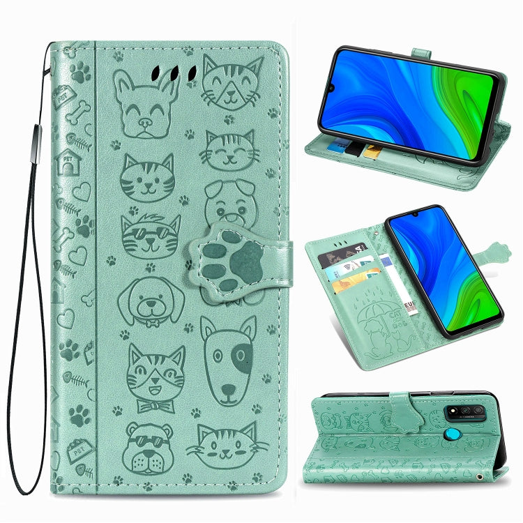 Lovely Cat and Dog Embossing Pattern Horizontal Flip Leather Case , with Holder & Card Slots & Wallet & Cartoon Clasp & Lanyard, For Huawei P Smart 2020, For Huawei Y5P 2020 & Honor 9S, For Xiaomi Mi 10 Lite 5G, For Xiaomi Redmi 10X & Note 9           ...