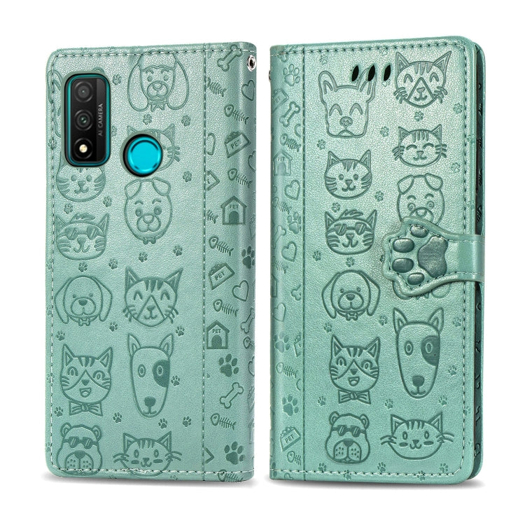 Lovely Cat and Dog Embossing Pattern Horizontal Flip Leather Case , with Holder & Card Slots & Wallet & Cartoon Clasp & Lanyard, For Huawei P Smart 2020, For Xiaomi Mi 10 Lite 5G, For Xiaomi Redmi 10X & Note 9